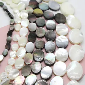 Perles de coquillage en perles naturelles 8x10mm, forme ovale, disques en perles pour la fabrication de bijoux, vente en gros