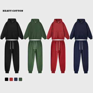 Conjunto Deportivo Unisex de Alta Calidad para Hombre, Sudadera con Capucha y Pantalones Jogger, Estilo Desgastado, Sin Cordón, Lavado Ácido, Logotipo Personalizado, Algodón Grueso, Personalizable - Product Image 1