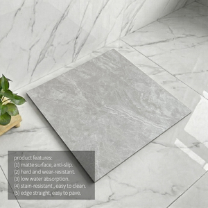 Carreaux de sol rustiques en <span class=keywords><strong>grès</strong></span> gris clair 600x600mm, aspect marbre mat antidérapant, carreaux en porcelaine pour salon et cuisine - Product Image 3