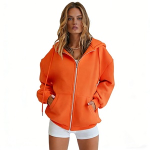 Sudadera con Capucha y Cremallera Informal de Moda para Mujer, Chaqueta Estilo Novio Básica de Otoño Invierno con Logotipo Frontal, Diseño Personalizado ODM - Product Image 6