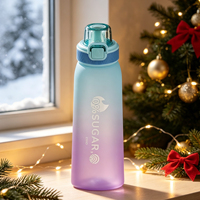 Bouteille d'eau sport sans sucre, parfumée aux fruits magiques, avec couvercle à ouverture rapide, résistante aux fuites, en plastique, pour l'école, la salle de sport, le camping