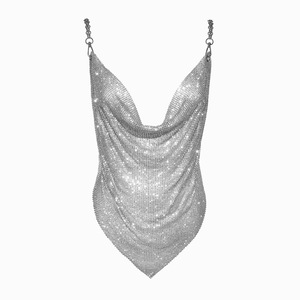 Haut court drapé en <span class=keywords><strong>maille</strong></span> de cristal d'aluminium, Top Sexy dos nu en strass, brillant, pour fête, nouvelle collection 2022 - Product Image 1