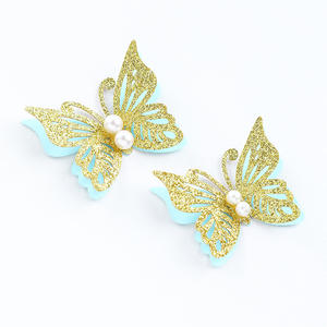 Vente chaude Ins-style Perle Papillon <span class=keywords><strong>Plugin</strong></span> 3pcs Double couche Papier Papillon Anniversaire Fête De Mariage Gâteau Décor Accessoires - Product Image 1