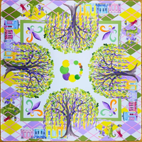 Tapis de jeu de mahjong tropical minimaliste avec motif de palmiers pastel, tapis de table carré