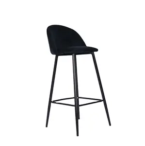 High Quality Factory Customized Cheap Price Modern Bar Stools Metal Legs and Fabric Kitchen Bar Chairs