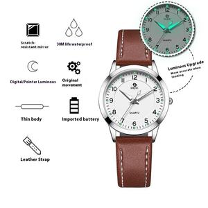Reloj con movimiento de cuarzo de estilo universitario para hombre con correa de cuero Accesorio de moda de alto valor para estudiantes y <span class=keywords><strong>funcionarios</strong></span> públicos - Product Image 5