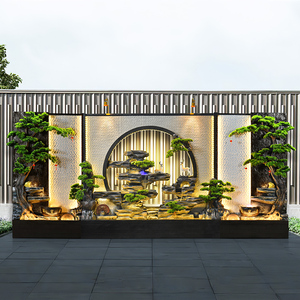 <span class=keywords><strong>Fontana</strong></span> Moderna a Parete d'Acqua in Fibra di Vetro con Ornamenti Rocciosi per Esterni di Ville, Club, Hotel, Giardini, Cortili e Laghetti - Product Image 4