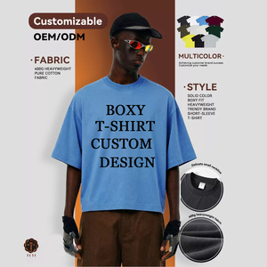 T-shirt streetwear uni 400G en coton lourd 100% avec coupe ample et oversize style hip-hop, t-shirts personnalisés pour hommes - Product Image 1
