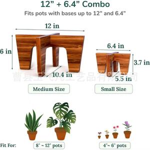 Solid Wood Flower <b>Pot</b> <b>Stand</b> Square Minimalist Design Indoor Plant Base Natural Wood Color Four Legged Detachable - Product Image 3