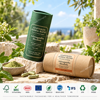 Emballage personnalisé en tube de papier pour compléments alimentaires, vitamines, capsules, logo OEM, boîtes cylindriques en carton kraft, tailles personnalisées
