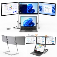 Moniteur portable triple écran multi-tâches pour bureau, 15,6 pouces, 1080P IPS, Type C, haut-parleur intégré, Plug & Play, pour ordinateur portable et ordinateur de bureau