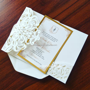 Tarjeta de invitación de boda, papel de corte láser personalizado - Product Image 5