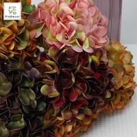 Bunga Hydrangea Buatan Lateks Sentuhan Asli Warna Ganda Musim Gugur 2026 56cm Lukisan Minyak Dekorasi Acara Pernikahan Oranye