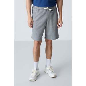 Pantalones cortos básicos para hombre de algodón gris melange, gruesos, suaves, con textura y ajuste estándar - 81278 - Gb melange - Product Image 4