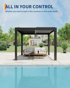 Pérgola con Techo de Láminas de <span class=keywords><strong>10x10</strong></span> Pies, Pérgola de Aluminio para Exteriores con Techo Ajustable y Sistema de Drenaje Integrado, Gazebo Resistente con Techo Rígido - Product Image 4