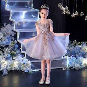 Abito da <span class=keywords><strong>Principessa</strong></span> per Bambine, Elegante Vestito da Sera con Tulle e Perline, <span class=keywords><strong>Costume</strong></span> per Esibizioni di Pianoforte - Product Image 4