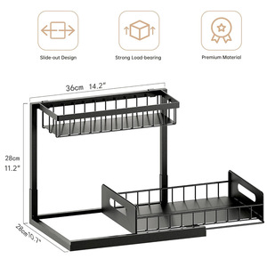 2 Layer Sliding Cabinet Multifunction Under Sink Kitchen Organizer Cabinet Pull Out Storage <strong>Spice</strong> Dish <strong>Rack</strong> With Storage Cabinet - Product Image 4
