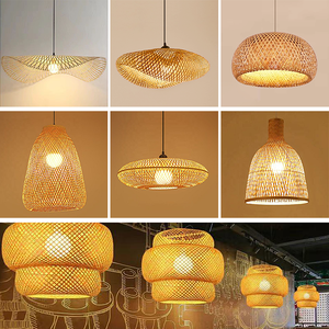 Tre dệt ánh sáng mặt dây chuyền retro mây nghệ thuật đèn chùm nhà hàng Thanh treo ánh sáng handmade tre đèn lồng Mặt dây chuyền đèn - Product Image 2