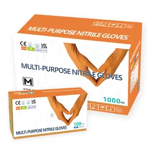 GMC sarung tangan berlian hitam/oranye tugas tinggi 8mil sarung tangan nitril perlindungan awet bebas bubuk