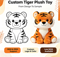 Peluche Tigre Personnalisée OEM Ultra Douce, Rembourrée en Coton PP, Design Animal Sauvage, Logo Personnalisé, Cadeau pour Enfants