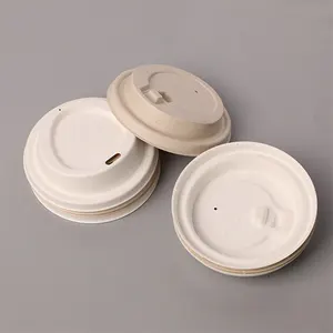 Disposable Environmentally Degradable 16 Oz 20 Oz Paper Cup Sugar Cane Pulp Lid Coffee Beverage Pulp Lid
