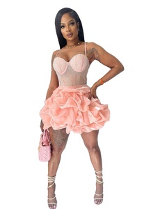Mini robe sexy pour femmes Robe de soirée à perles Robe de nuit transparente sexy - Product Image 5