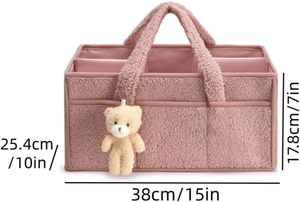 Sac de rangement spacieux pour bébé, doté d'une texture douce en laine d'agneau et d'un motif de logo charmant, idéal pour organiser les jouets. - Product Image 6