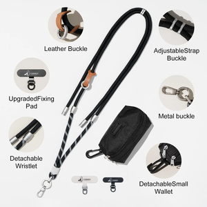 Cordón para Celular Tres en Uno, Correa Ajustable para Llevar Cruzado, Bolsa de Poliéster, Resistente al Agua, para Tarjetas de Identificación - Product Image 4