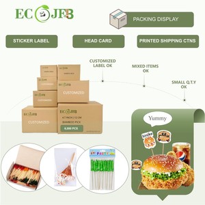 ECO JFB 2025 OEM Custom 15cm albero <span class=keywords><strong>di</strong></span> cocco carta decorazioni in <span class=keywords><strong>legno</strong></span> stuzzicadenti festa cibo usa e getta bastoncini da Cocktail - Product Image 5