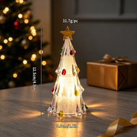Lampu Lilin Elektronik LED Pohon Natal Bertenaga Baterai, Hiasan Dekorasi Rumah Mewah QY, Lampu Meja Akrilik Natal, Hadiah