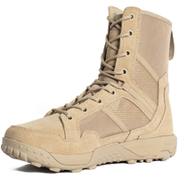 Bottes tactiques mi-mollet en daim personnalisées avec lacets, semelle extérieure en caoutchouc antidérapante et doublure en maille respirante