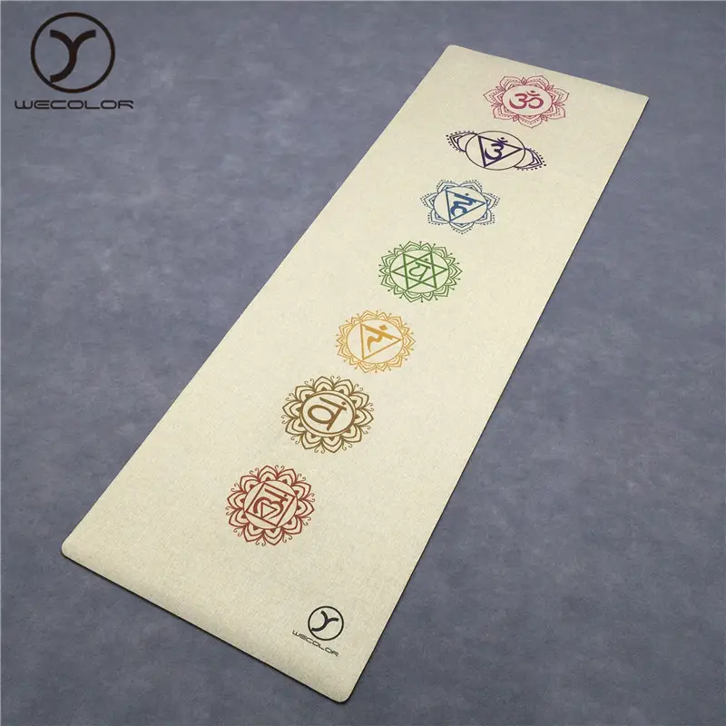 Wecolor Ready To Ship Seven Chakras Printed Natural Rubber Jute Yoga Mat
