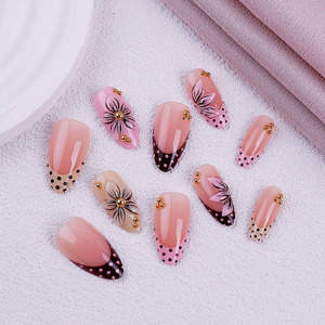Nuevo Set de 24 <span class=keywords><strong>Uñas</strong></span> Postizas Acrílicas Francesas con Diseño Floral 3D en Rosa para <span class=keywords><strong>Verano</strong></span>, Venta al Por Mayor, <span class=keywords><strong>Uñas</strong></span> de Cobertura Completa - Product Image 5