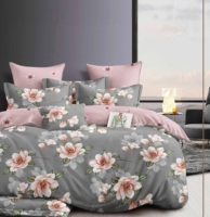 Ensemble de literie de haute qualité directe d'usine Queen Size 4 pièces housse de couette et drap de lit et taie d'oreiller avec fleur élégante imprimée 120gsm