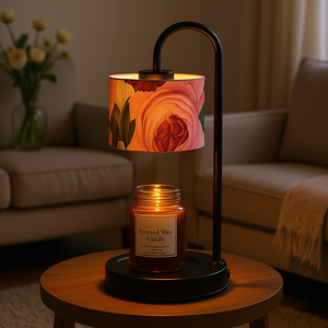 Electric Candle Warmer Lamp With Rose Linen Shade Adjustable Brightness For Scented <b>Wax</b> Candles Home Decor - Product Image 2