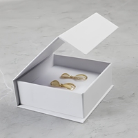 Boîte à bijoux personnalisée de luxe, petite, à fermeture magnétique, en carton gris, carrée, imprimée, pour collier, bague, cadeau
