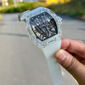 Men's <b>Skeletonized</b> Mechanical <b>Watch</b>, Sapphire Crystal Tonneau-Shaped <b>Automatic</b> Mechanical <b>Watch</b> - Product Image 4