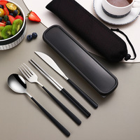 Fabricant chinois de couverts en acier inoxydable 304, cuillère, fourchette, couteaux, ensemble de couverts de voyage dorés pour le camping