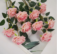 Bouquet de mariée en soie artificielle réaliste de 50 cm, rose blanche, pour la décoration de la maison et de mariage, Saint-Valentin et Thanksgiving