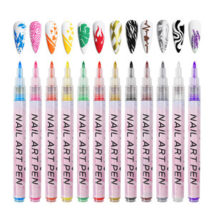 12 colores, bolígrafo de punta fina para decoración de uñas, resistente al agua, de secado rápido, para pintar flores, bolígrafo para grafiti de uñas, bolígrafo para arte de uñas - Product Image 1