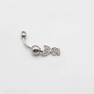 ห่วงเจาะสะดือรูปกระต่ายสีชมพูขนาดเล็กทำจากสเตนเลสสตีลใช้ทางการแพทย์ห้อยจิวเวลรี่ - Product Image 2