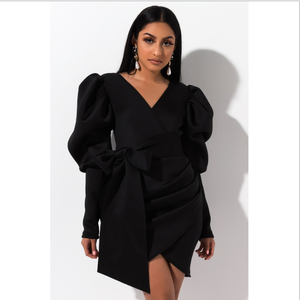 De manga larga de Color sólido <span class=keywords><strong>mujer</strong></span> elegante vestido de <span class=keywords><strong>fiesta</strong></span> Sexy Bodycon Mini vestido de las mujeres - Product Image 4