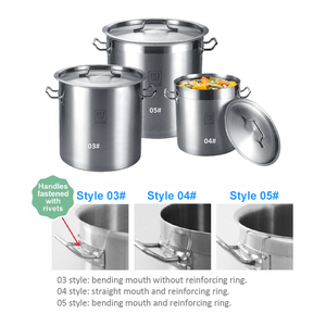 Balde de Sopa Comercial de Aço Inoxidável de Grande Capacidade (6L-400L) para Fogão a Gás e Indução, Durável e Empilhável, Ideal para Cozinhar Sopa - Product Image 4