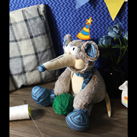 Jouet en peluche souris à long nez mignon, animal en peluche, écharpe rayée bleue, polyester doux, cadeau d'anniversaire, décoration de la maison
