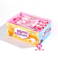 Vente en gros de barbe à papa de forme ronde bonbons halal saveur fraise confiture fourrée guimauve blanche