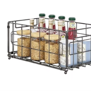 Armoire à tiroirs de cuisine à double couche multifonctionnelle pliable moderne du milieu du siècle avec fonction de panier coulissant - Product Image 1