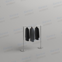 Porte-vêtements autoportant robuste à barre unique, finition noir mat thermolaqué, démontable, montage facile, pour magasin de vêtements