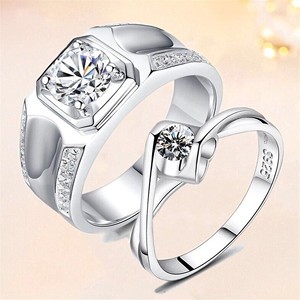 Anillo de Diamantes para Pareja, Estilo Coreano, Plateado, <span class=keywords><strong>Platino</strong></span>, Cobre como Material Principal, Brillante, Venta al Por Mayor de Fabricantes - Product Image 1