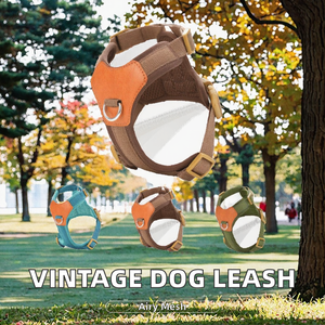 Laisse pour chien vintage en polyester uni, respirante, rembourrée en maille, avec fermeture à bouton, pour petits chiens, harnais de poitrine pour animaux de compagnie - Vente en gros - Product Image 2