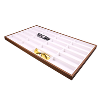 Grande boîte de rangement et de présentation portable en bois de noyer gris-blanc à grain de noyer, moderne et durable, pour 24 paires de lunettes